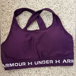 Under Armour Deep Plum Crossback Sports Bra with Branded Elastic